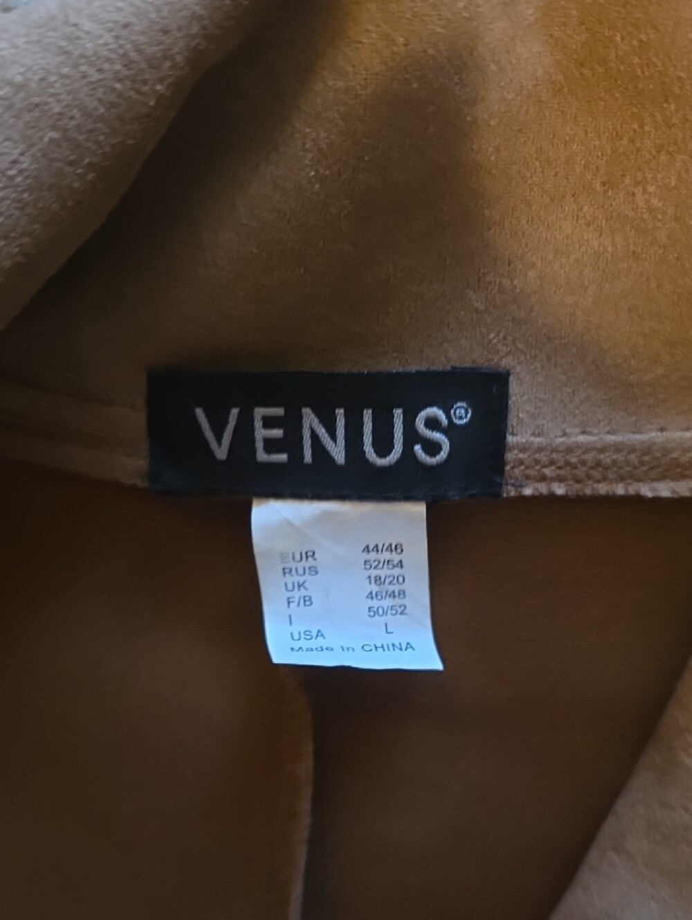 VENUS Tan Suede-Look Lace Trim Blazer - Picture 6 of 6